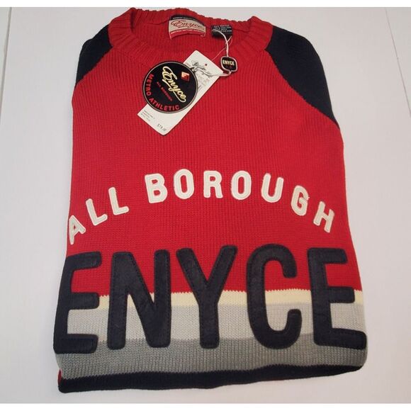 Enyce Other - Vintage Y2K Enyce Hip Hop Rap Knit Sweater Mens L Red Striped Crew Neck Pullover